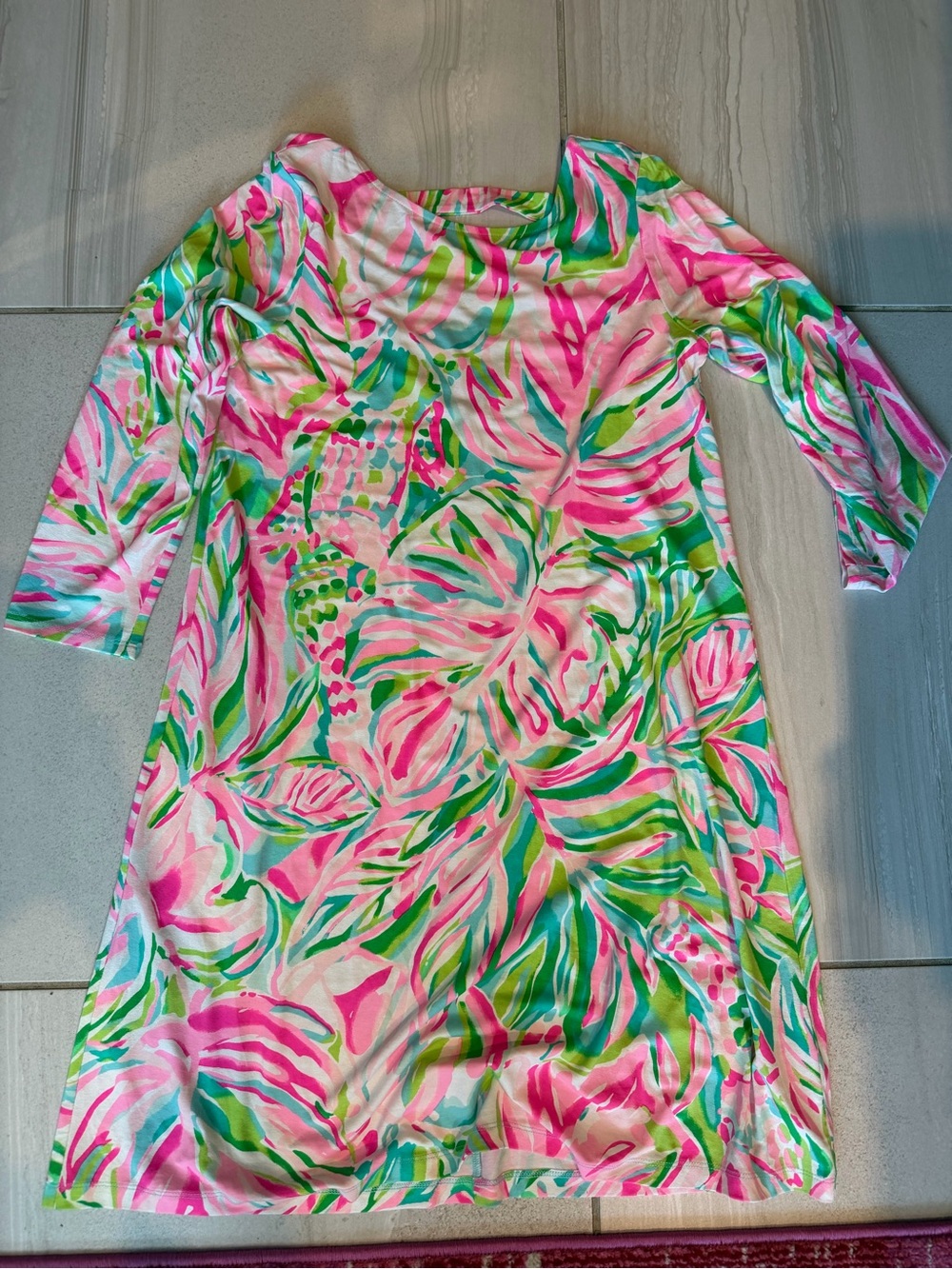 Lilly Pulitzer Pink, Green & White Tropical Shift Dress
